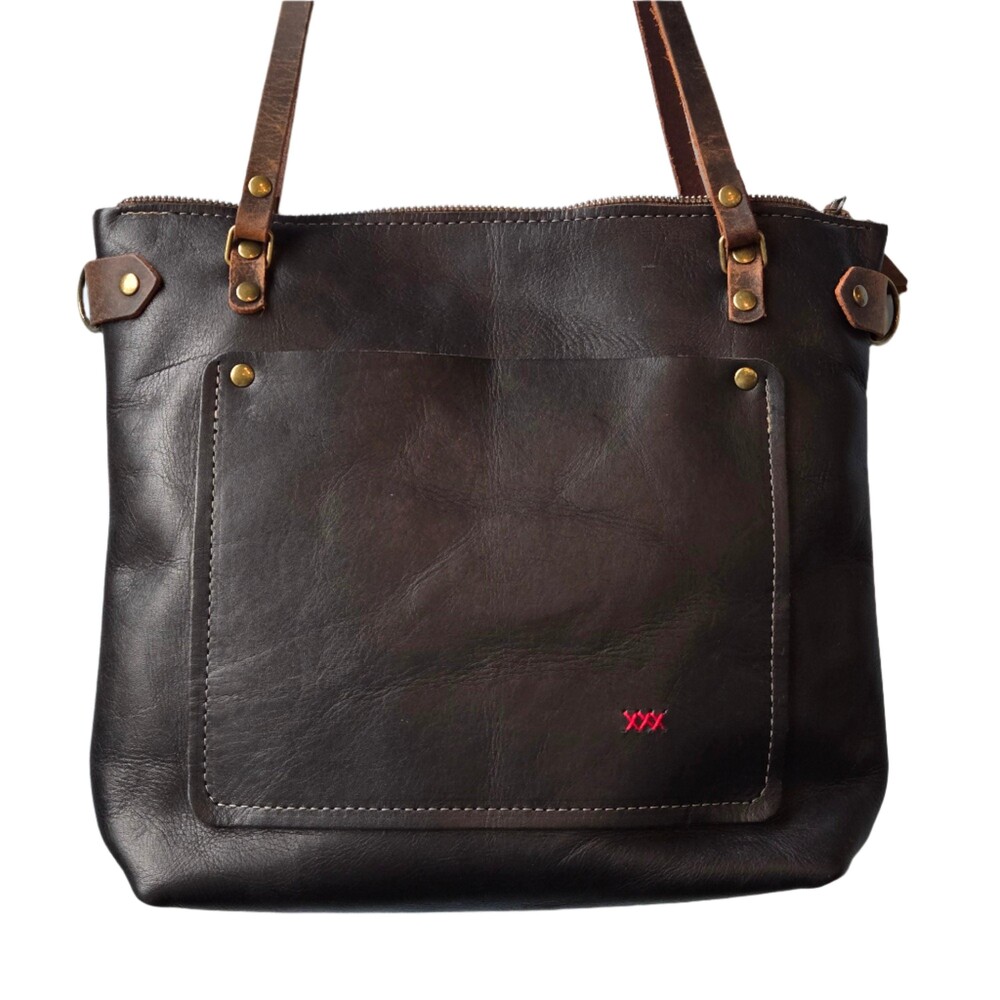 Handmade Classic Leather Tote Bag * Small Black Purse* Leather Shoulder Bag